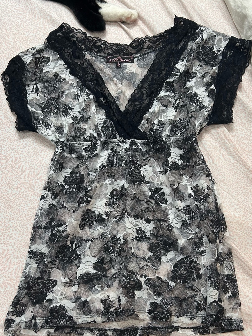 black and white lace babydoll top!